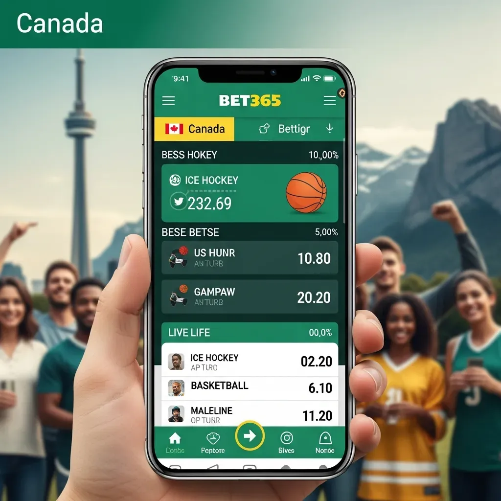 canada bet365 Hand holding phone displaying Bet365 sports betting app in Canada