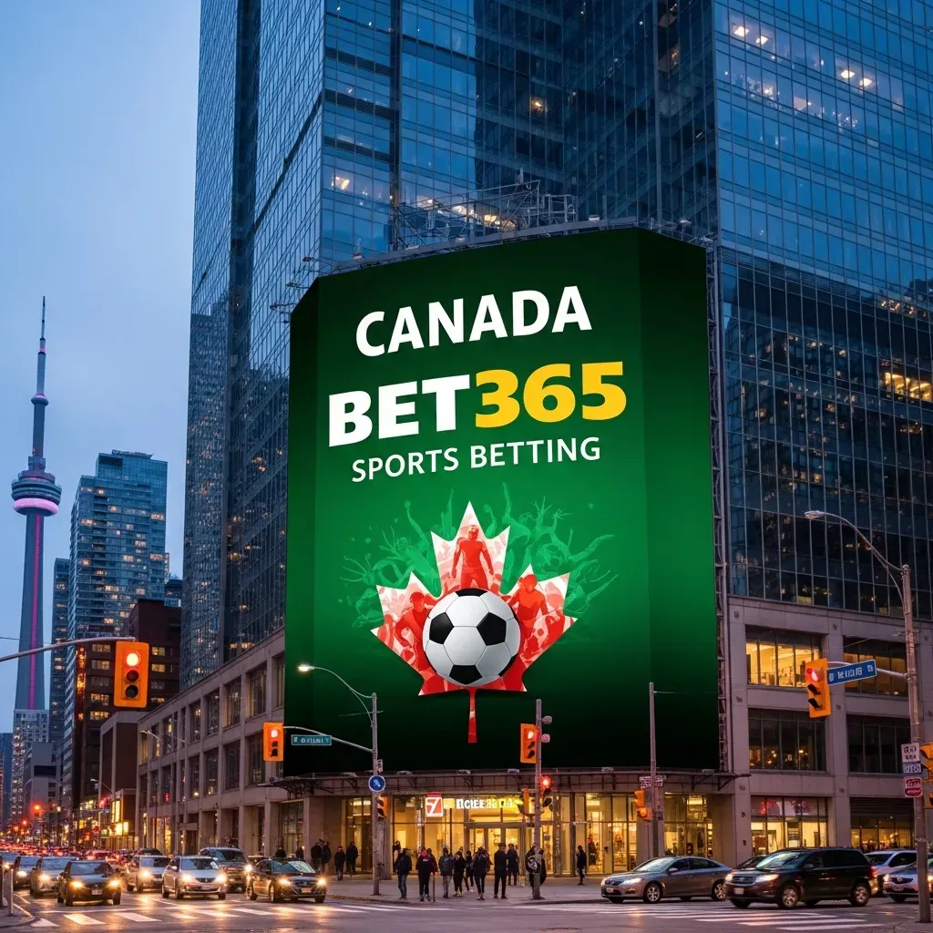 canada bet365 Canada Bet365 sports betting billboard with soccer ball in Toronto cityscape